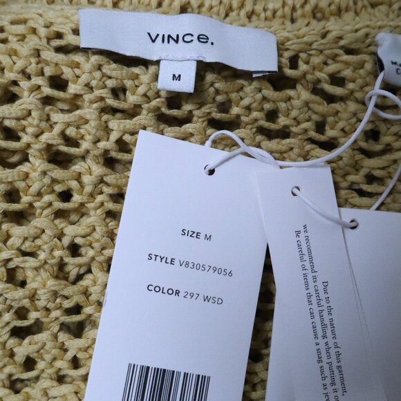 VINCE Crochet Cardigan Sweater Warm Sand Organic Cotton Size Medium New Tag $425 - Picture 9 of 10